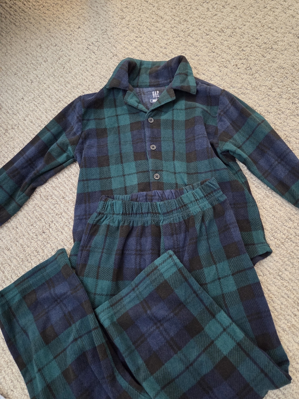 GAP Kids Green & Blue Plaid Flannel Pajama Set Size 4